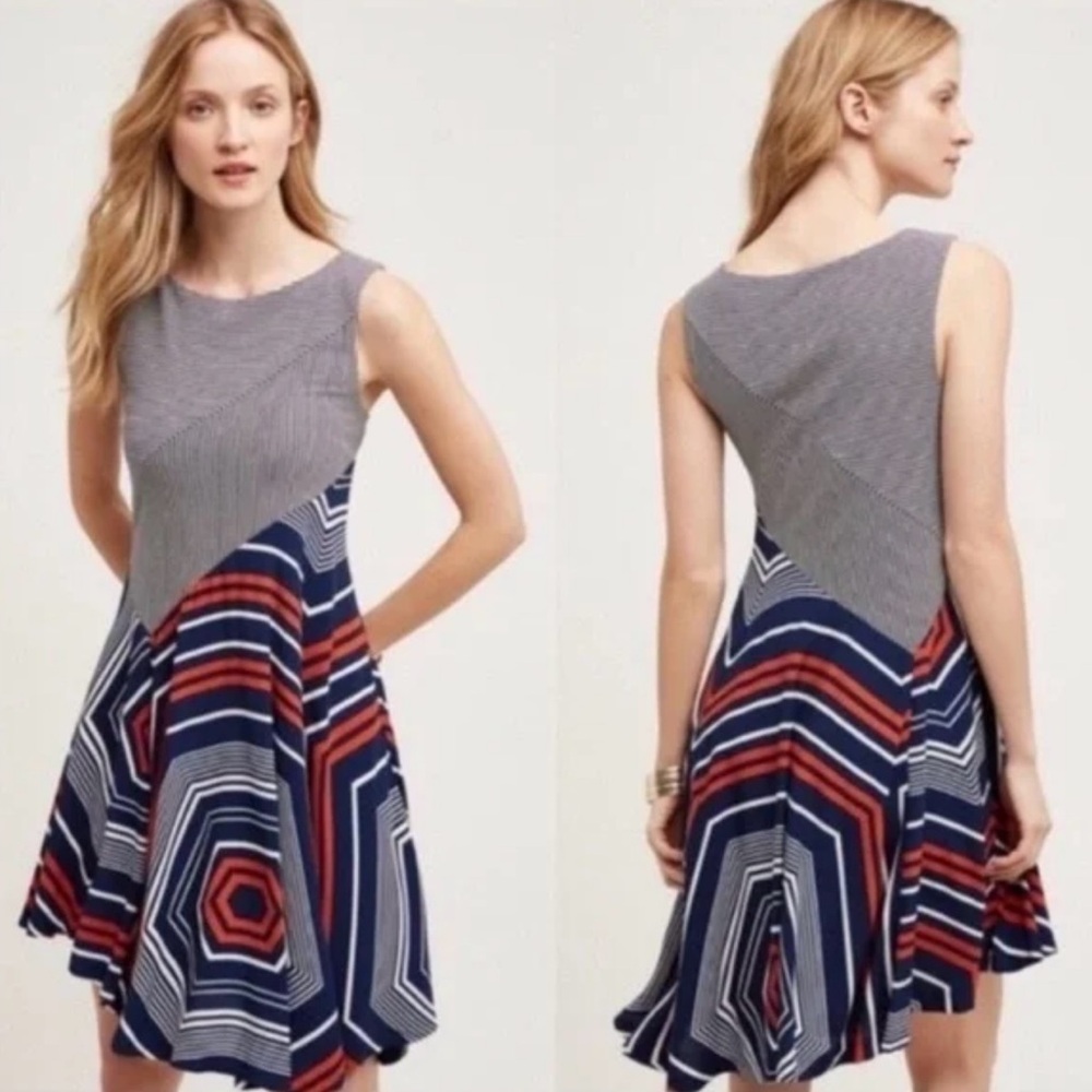 Maeve x Anthropologie Cameron Geometric Sleeveless Asymmetrical‎ Dress Size XS